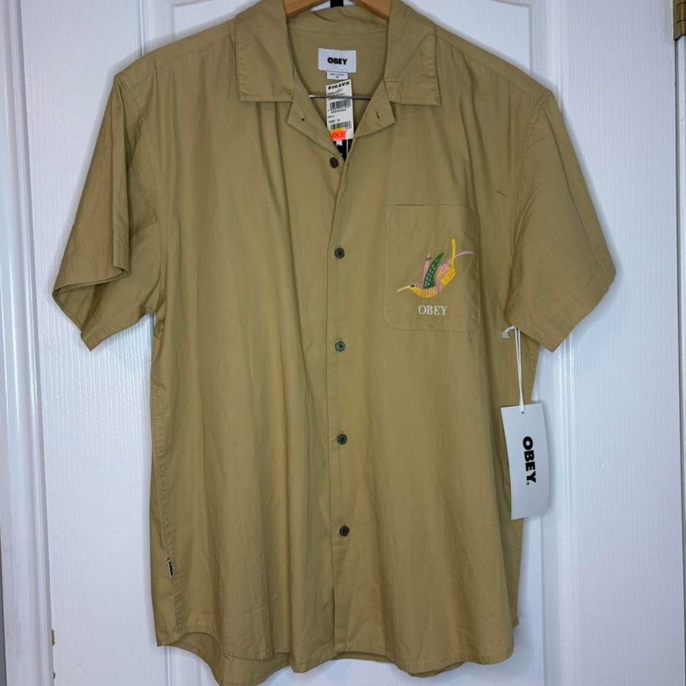 Obey green and yellow streetwear‎ button up